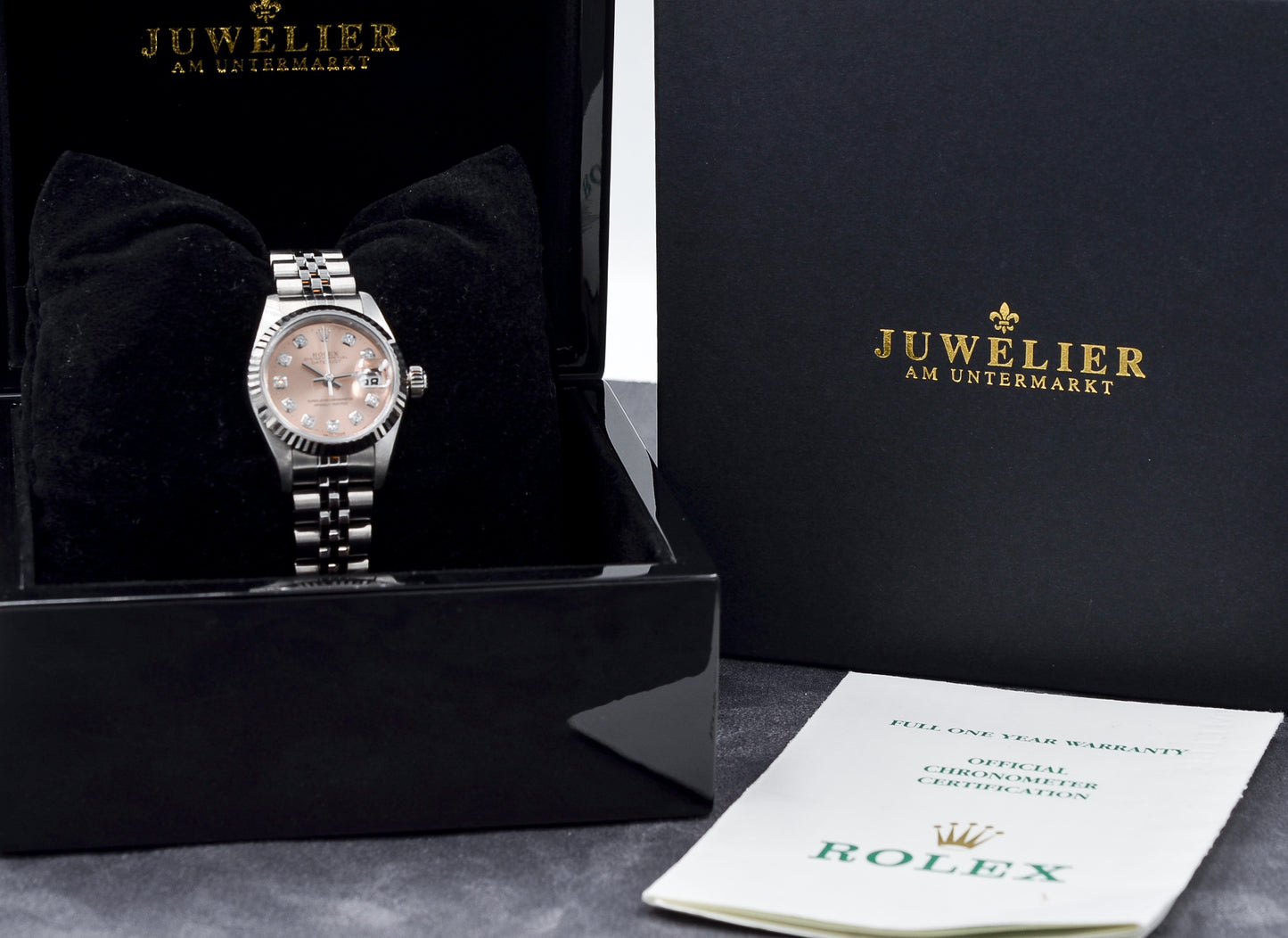 Rolex Lady Datejust 26 I Pink Diamond Dial I Jubilee I org. Papers I 69174 I