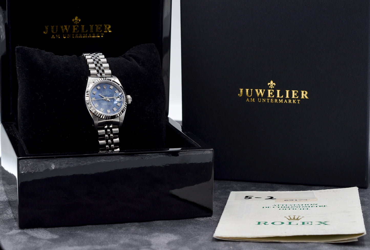 Rolex Lady Datejust 26 I Blue Diamond Dial I org. Papers I 69174