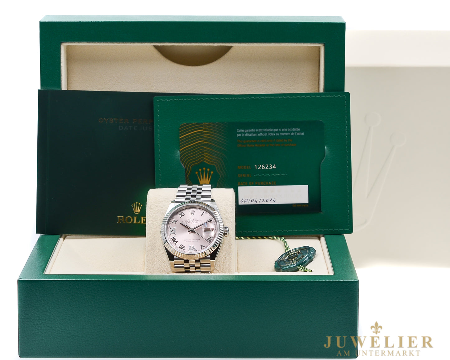 Rolex Datejust 36 I Pink Diamond Dial I Jubilee I Box & Papers I 2024 I 126234