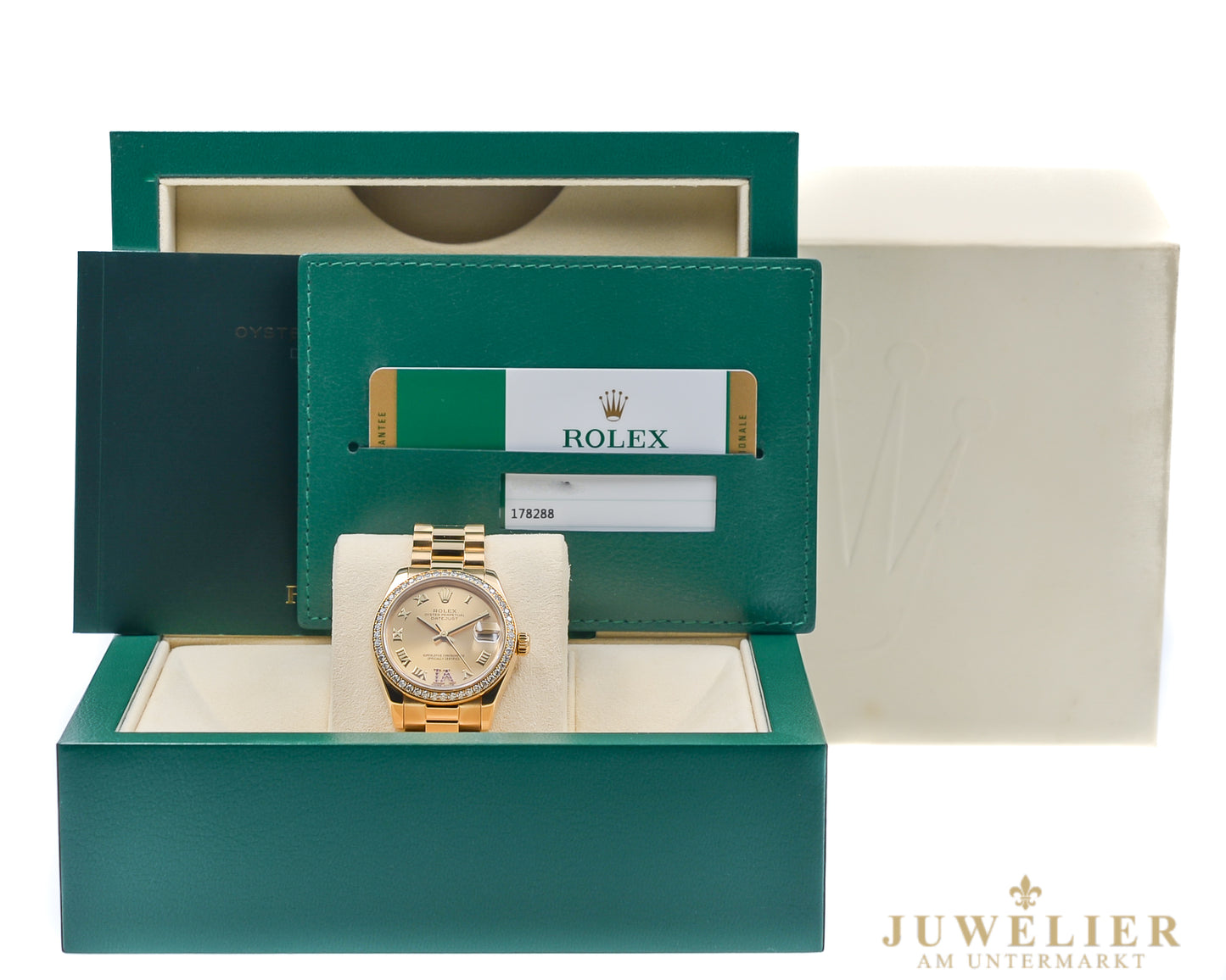 Rolex Datejust 31 I Diamond Bezel I Ruby I Yellowgold 18kt. I LC 100 I Box & Papers