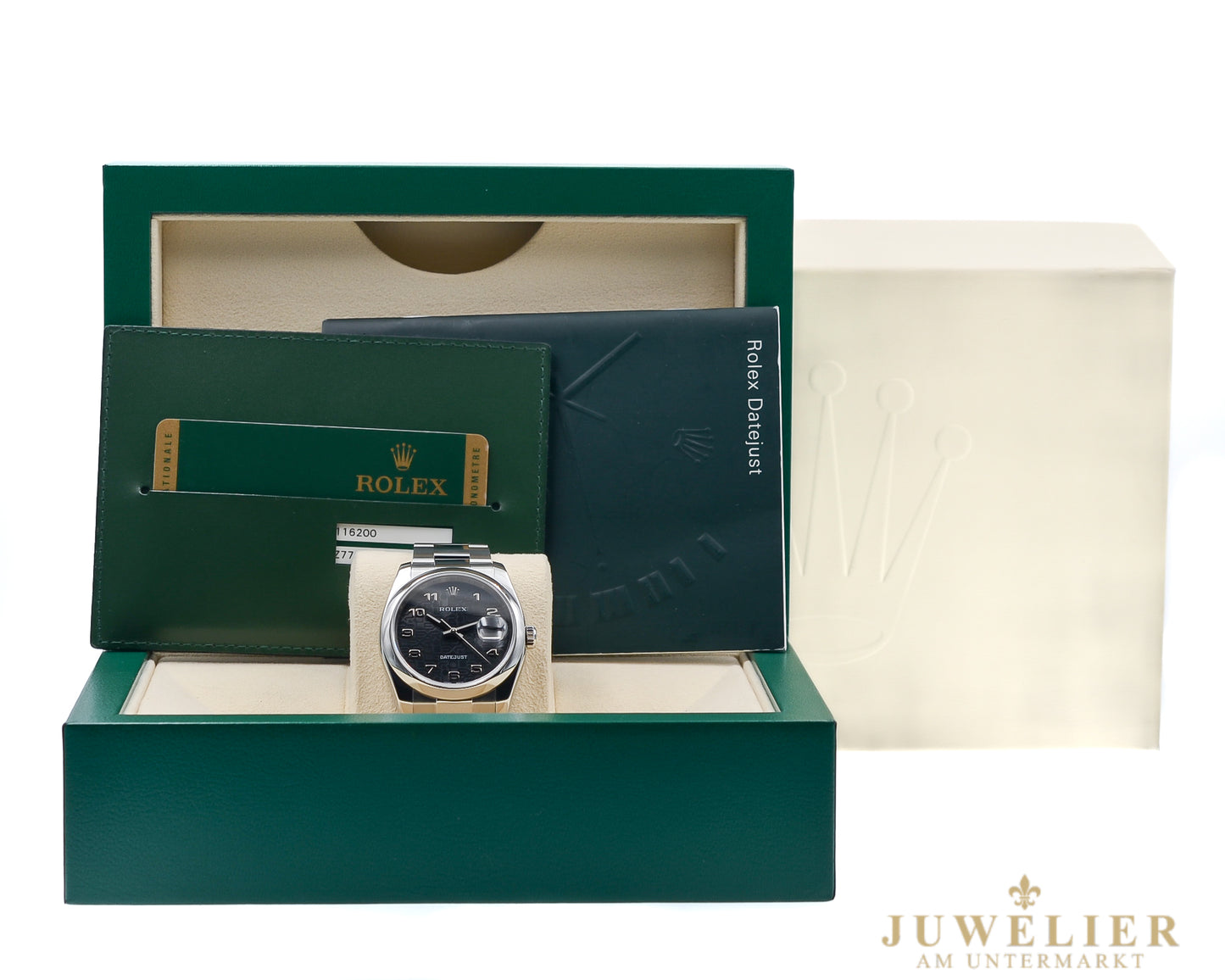 Rolex Datejust 36 I Black Jubilee Dial I Box & papers I 2007 I 116200