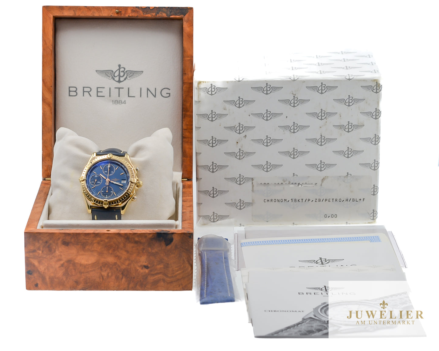 Breitling Chronomat I Yellowgold 18kt. I 39mm I Full-Set I Blue Dial I Ref. K13048