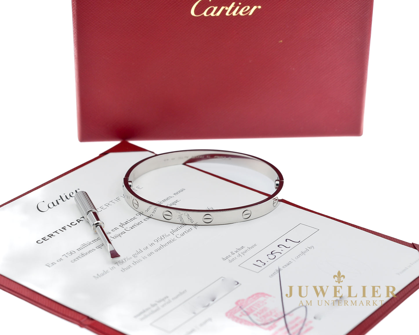 Cartier LOVE Armreif I Großes Modell I Weißgold 750 I Gr. 19 I Box & Zertifikat 2022