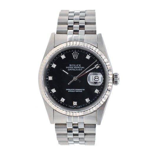 Rolex Datejust 36 Black Diamond Dial I org. Papers I Jubilee I 16234 I 1994