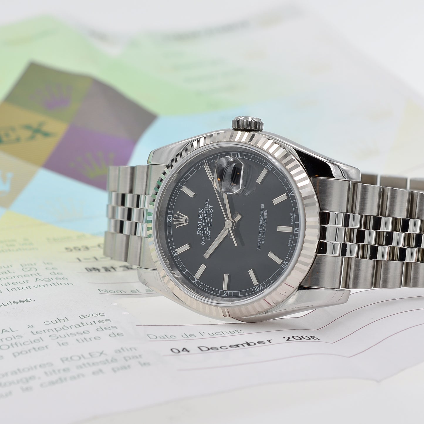 Rolex Datejust 36 I Weißgold Bezel I Jubilee I org. Papers I 116234 I 2006