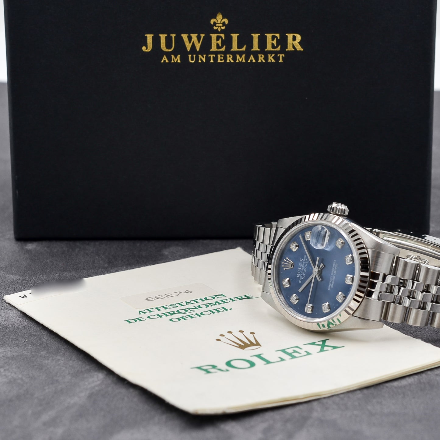 Rolex Datejust 31 I Medium I blue Diamond Dial I org. Papers I 68274