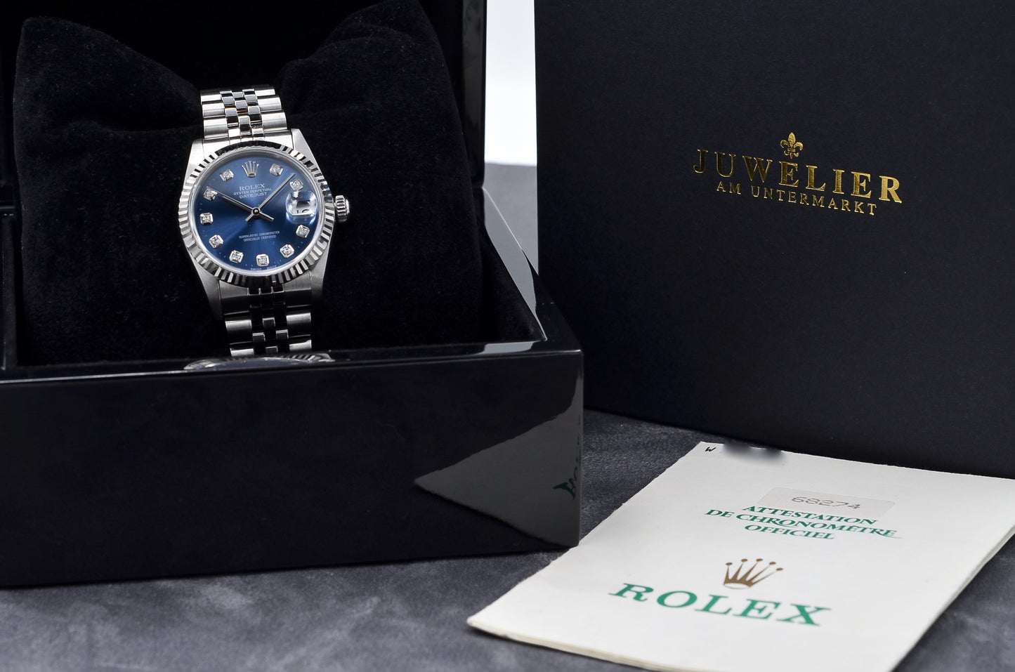 Rolex Datejust 31 I Medium I blue Diamond Dial I org. Papers I 68274