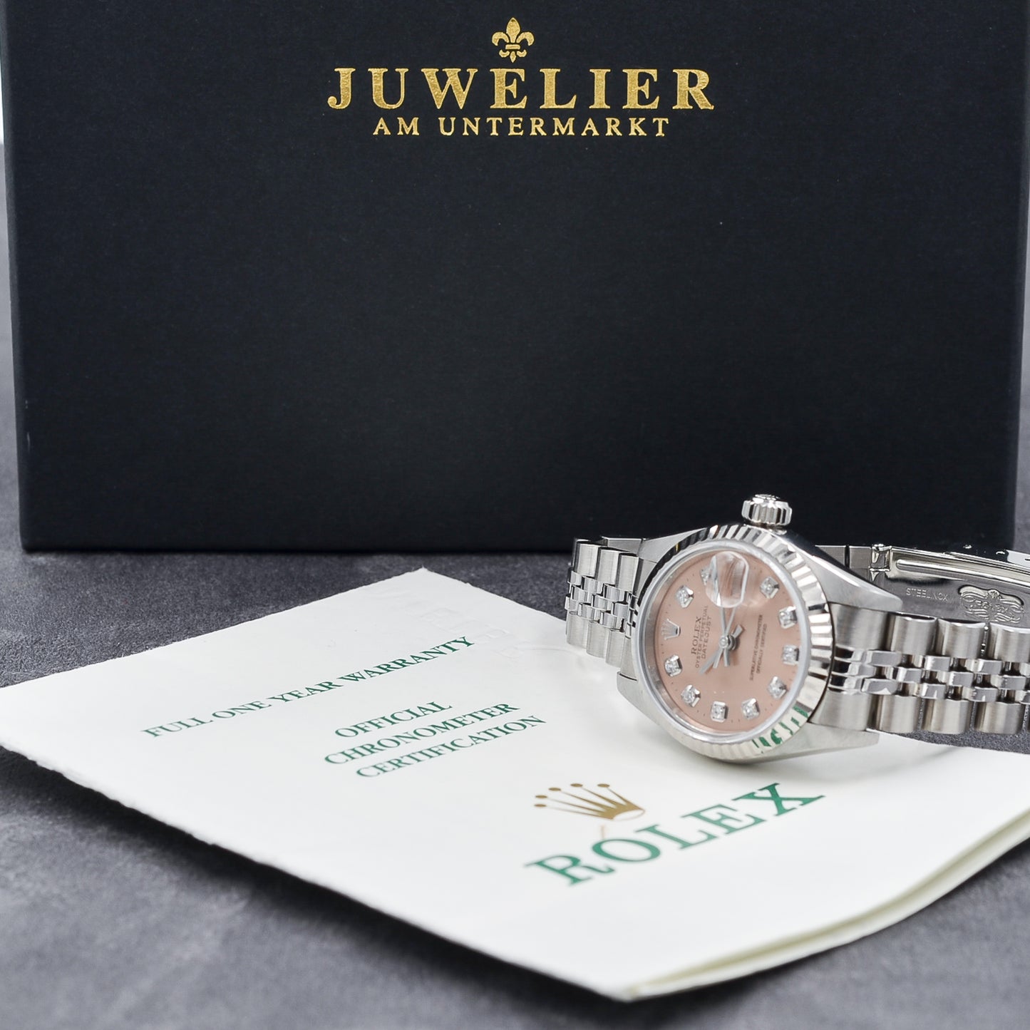 Rolex Lady Datejust 26 I Pink Diamond Dial I Jubilee I org. Papers I 69174 I