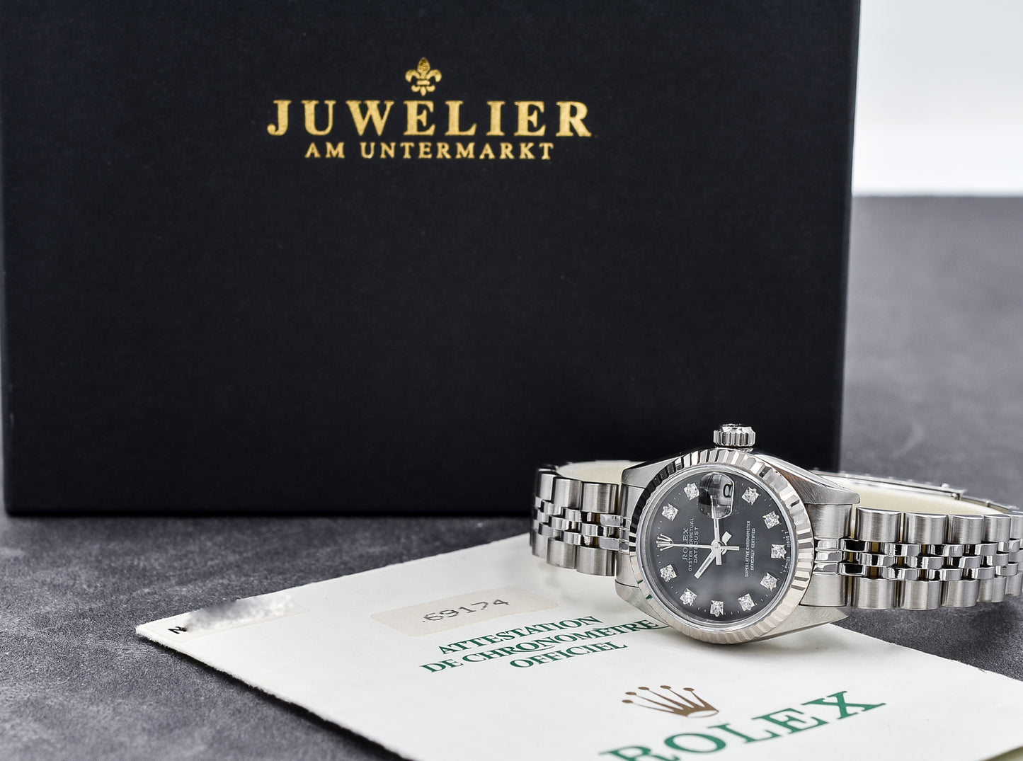 Rolex Lady Datejust 26 I Black Diamond Dial I org. Papers I 69174