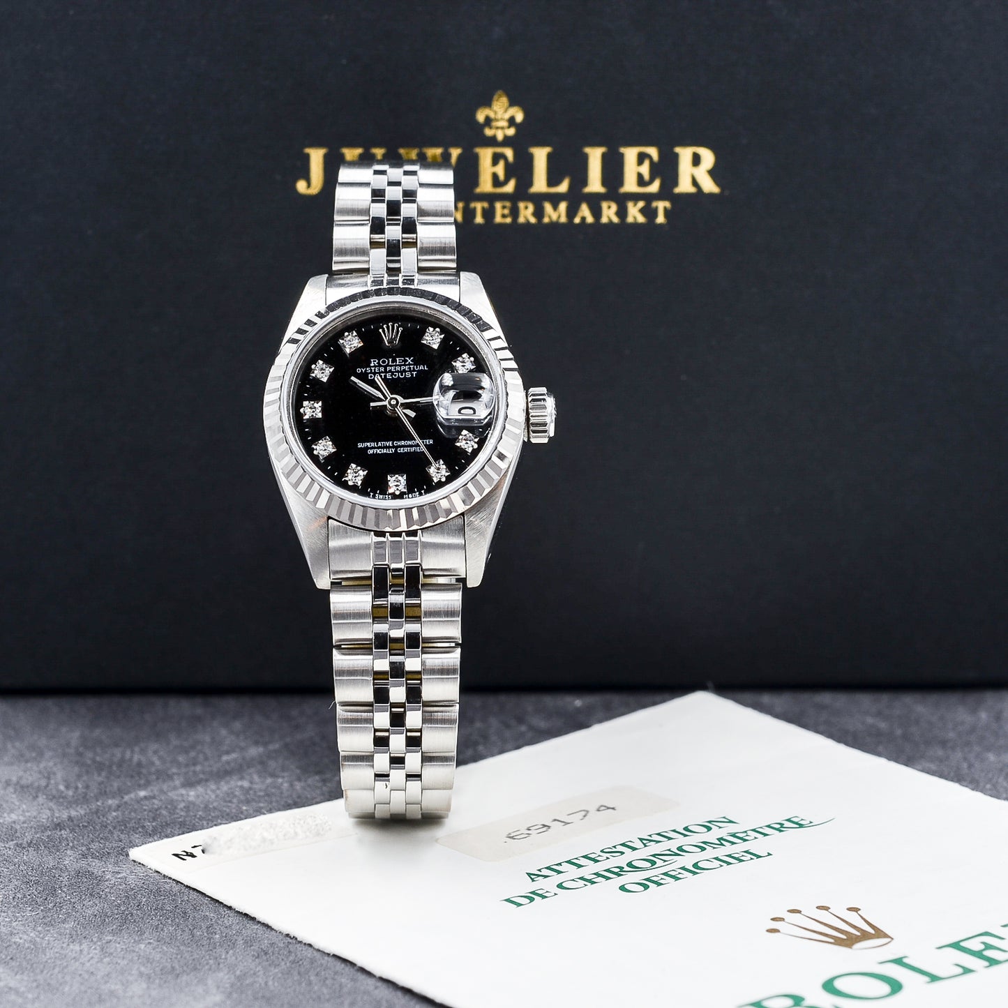 Rolex Lady Datejust 26 I Black Diamond Dial I org. Papers I 69174