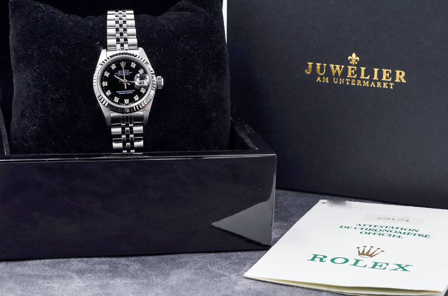 Rolex Lady Datejust 26 I Black Diamond Dial I org. Papers I 69174