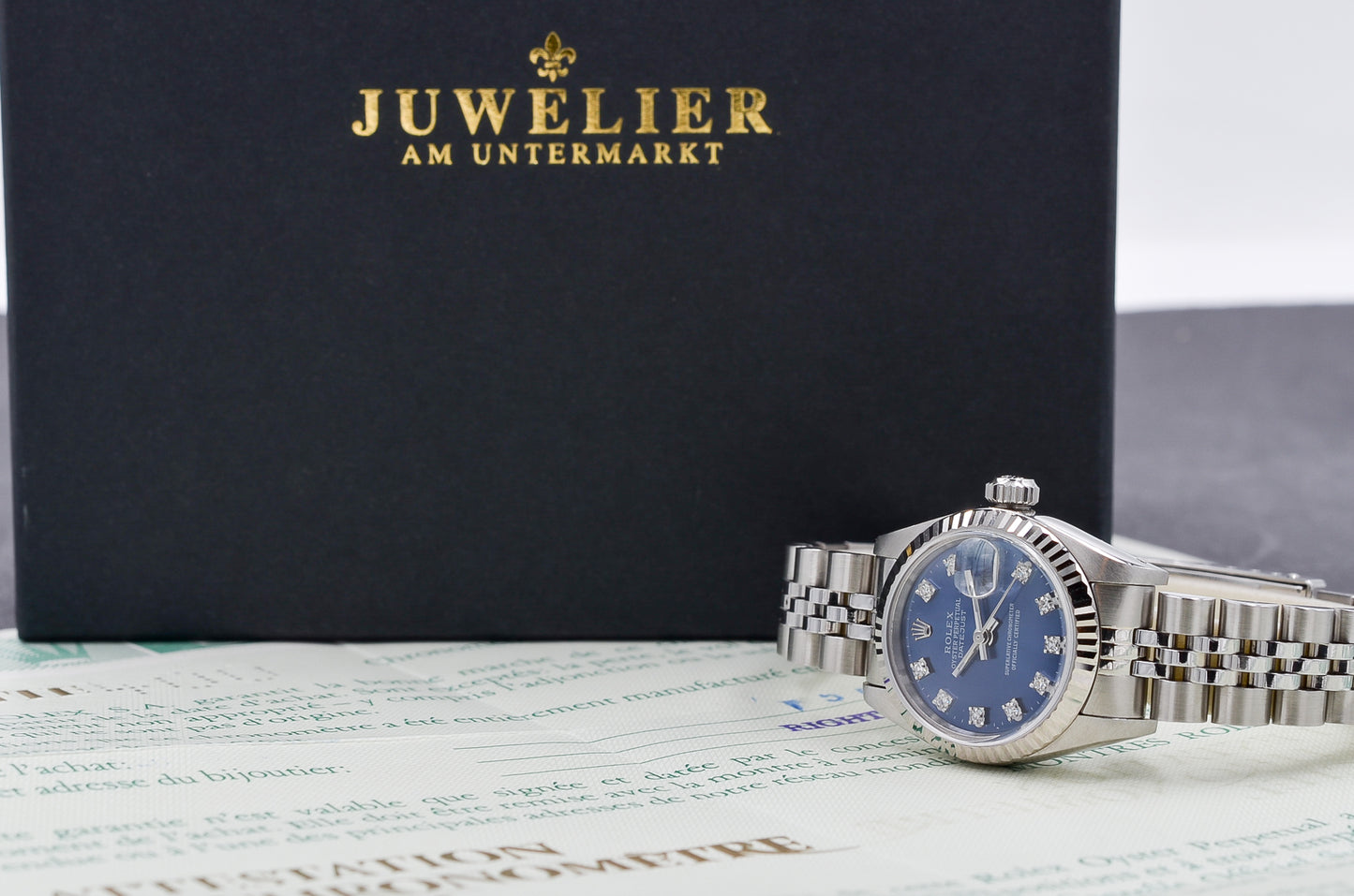 Rolex Lady Datejust 26 I Blue Diamond Dial I org. Papers I 69174