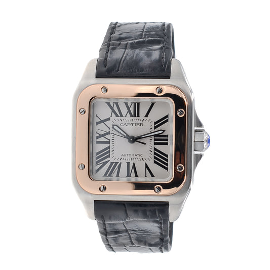 Cartier Santos 100 I Medium I Rosegold Bezel 18kt. I Box & Papers