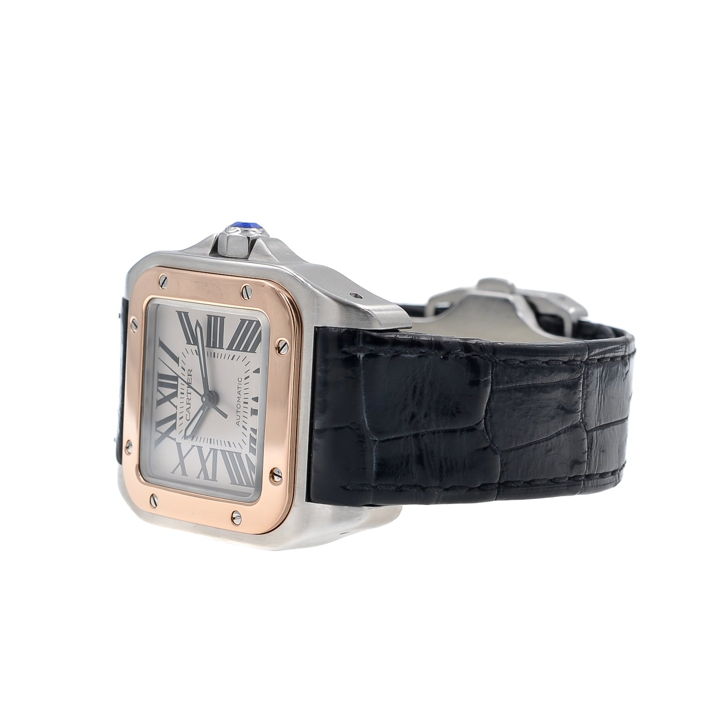 Cartier Santos 100 I Medium I Rosegold Bezel 18kt. I Box & Papers