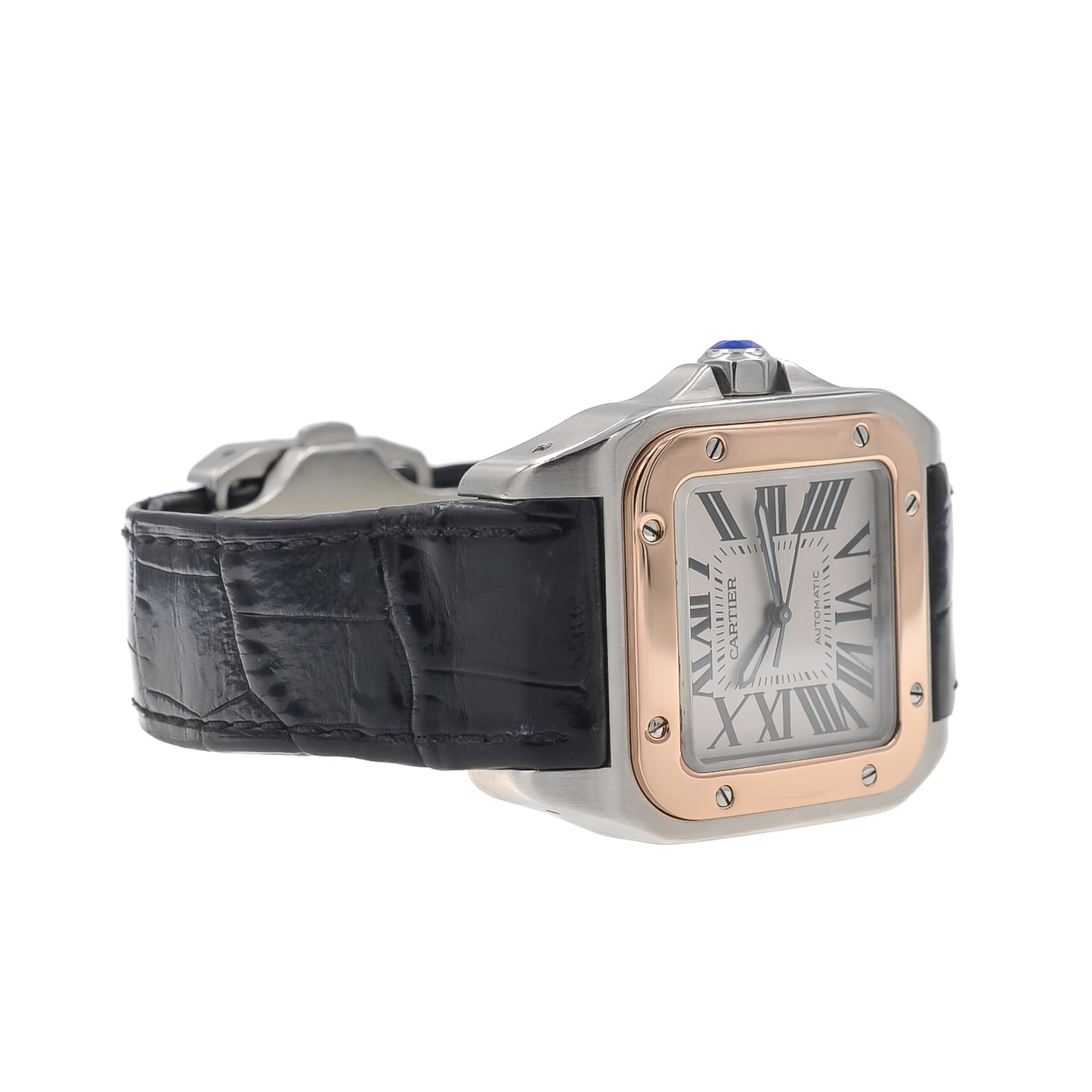 Cartier Santos 100 I Medium I Rosegold Bezel 18kt. I Box & Papers