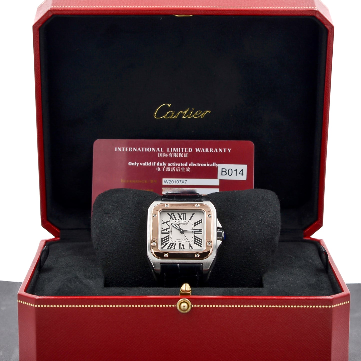 Cartier Santos 100 I Medium I Rosegold Bezel 18kt. I Box & Papers
