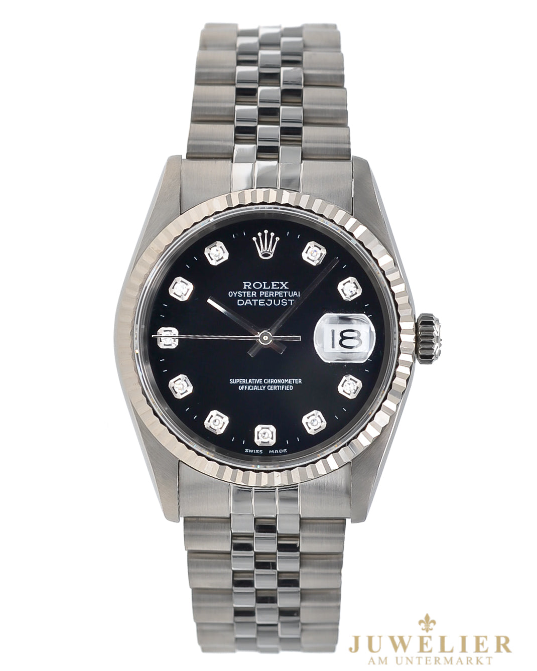 Rolex Datejust 36 I Big Diamond Dial I Jubilee I Box & Papers I 2002 I 16234