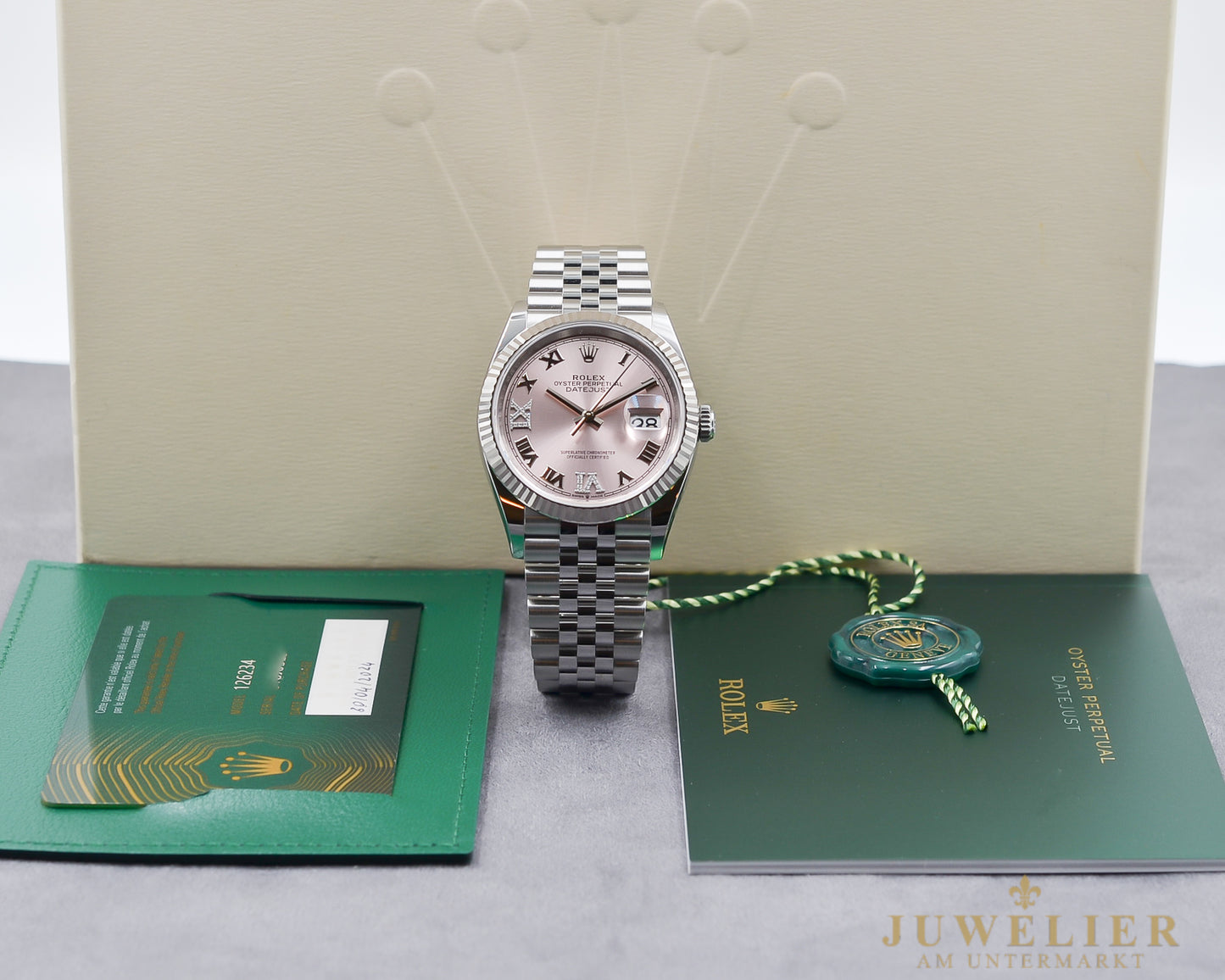 Rolex Datejust 36 I Pink Diamond Dial I Jubilee I Box & Papers I 2024 I 126234