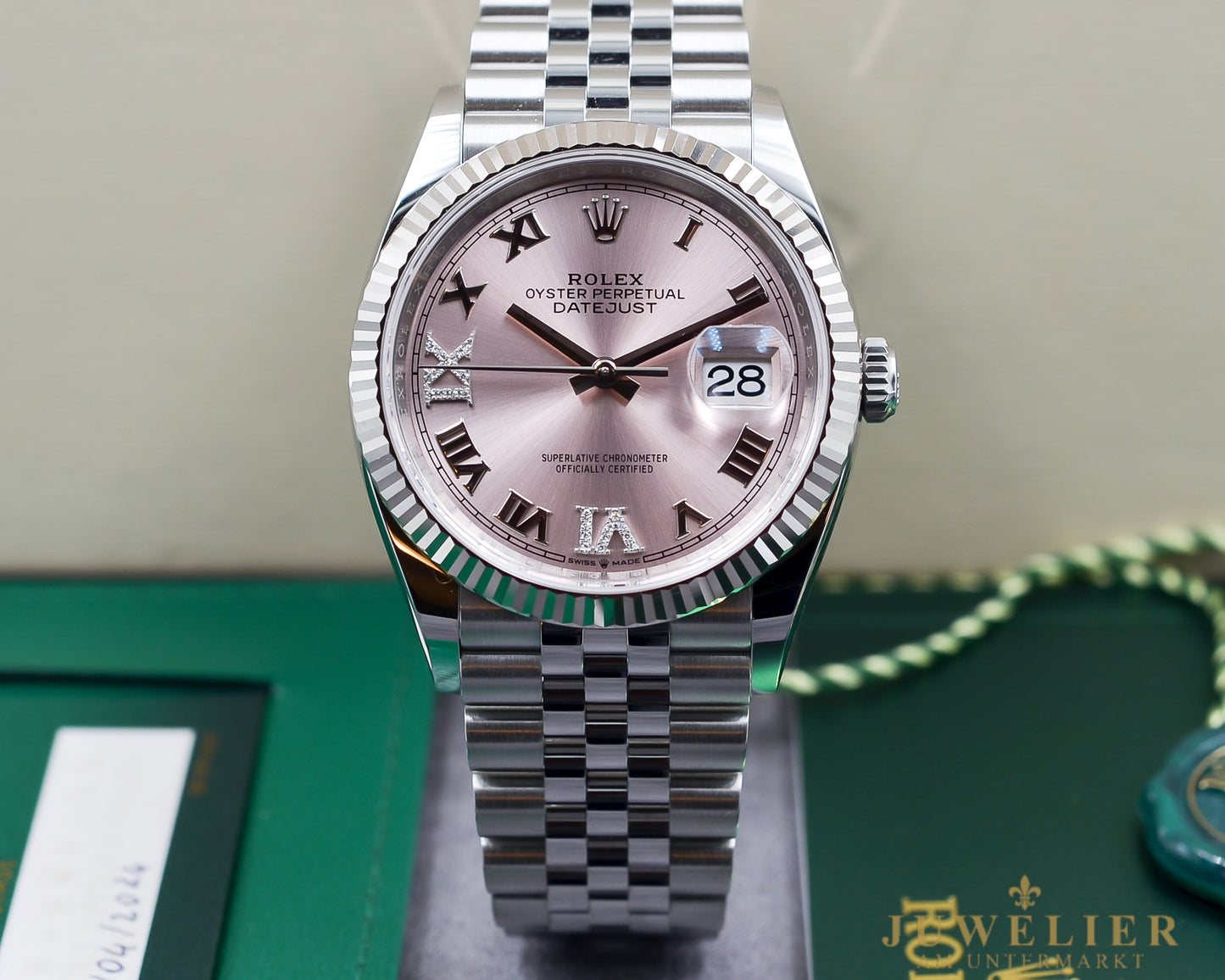 Rolex Datejust 36 I Pink Diamond Dial I Jubilee I Box & Papers I 2024 I 126234