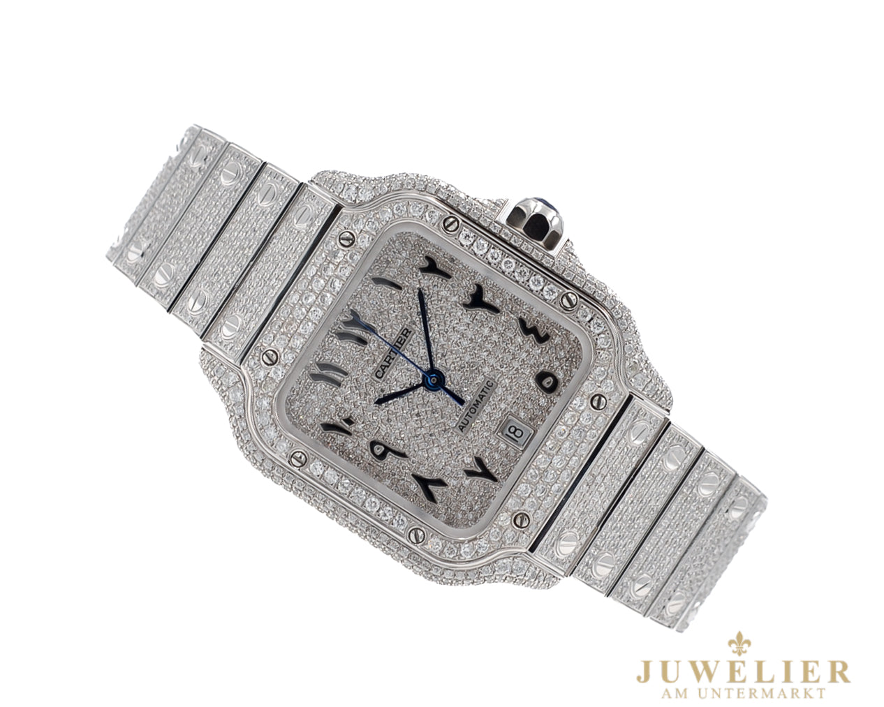 Cartier Santos I Iced Out I Box & papers I After-Market