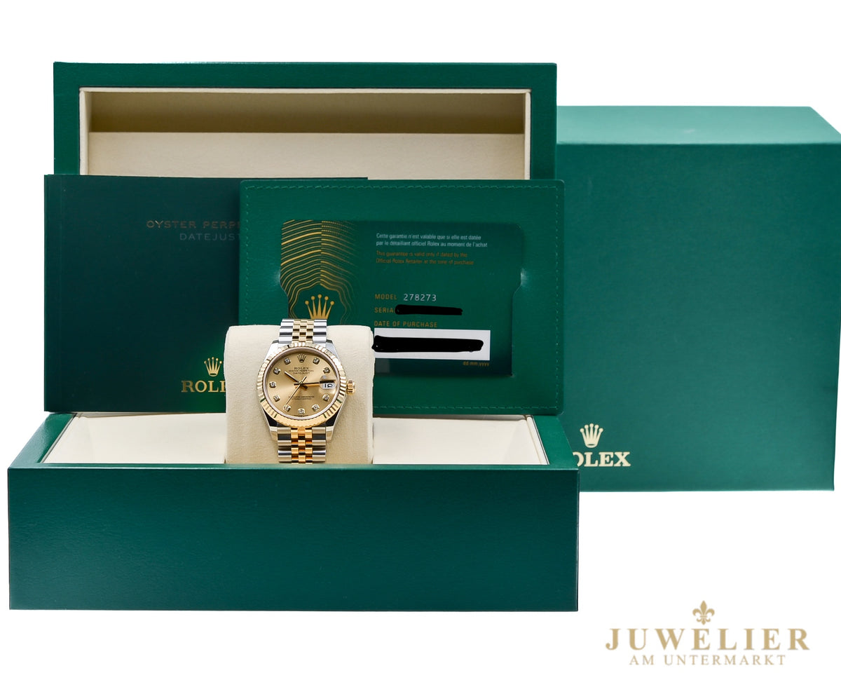 Rolex Datejust 31 I Steel / Gold 18kt. I Jubilee I Diamond Dial I Box & Papers I 2022