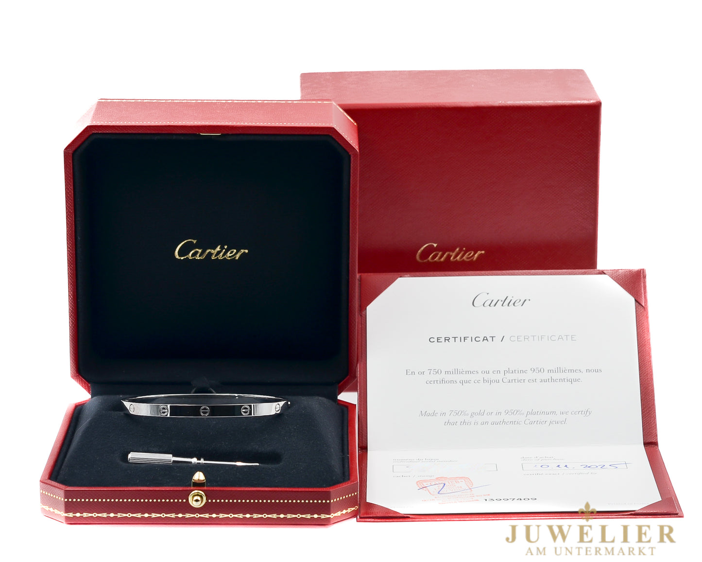 Cartier LOVE Armreif I Weißgold 750 I Mittleres Modell I Box & Papiere