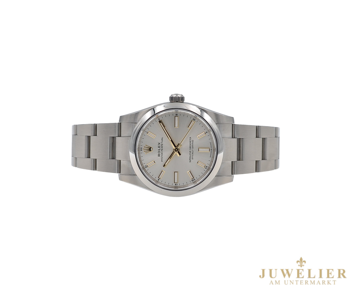 Rolex Oyster Perpetual 34 I Silver Dial I Gold Hands I Box & Papers I 2025I 124200