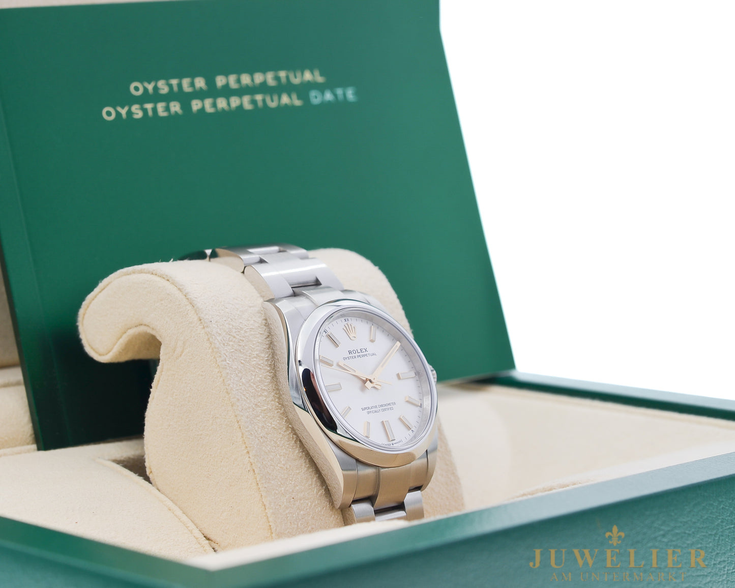 Rolex Oyster Perpetual 34 I Silver Dial I Gold Hands I Box & Papers I 2025I 124200