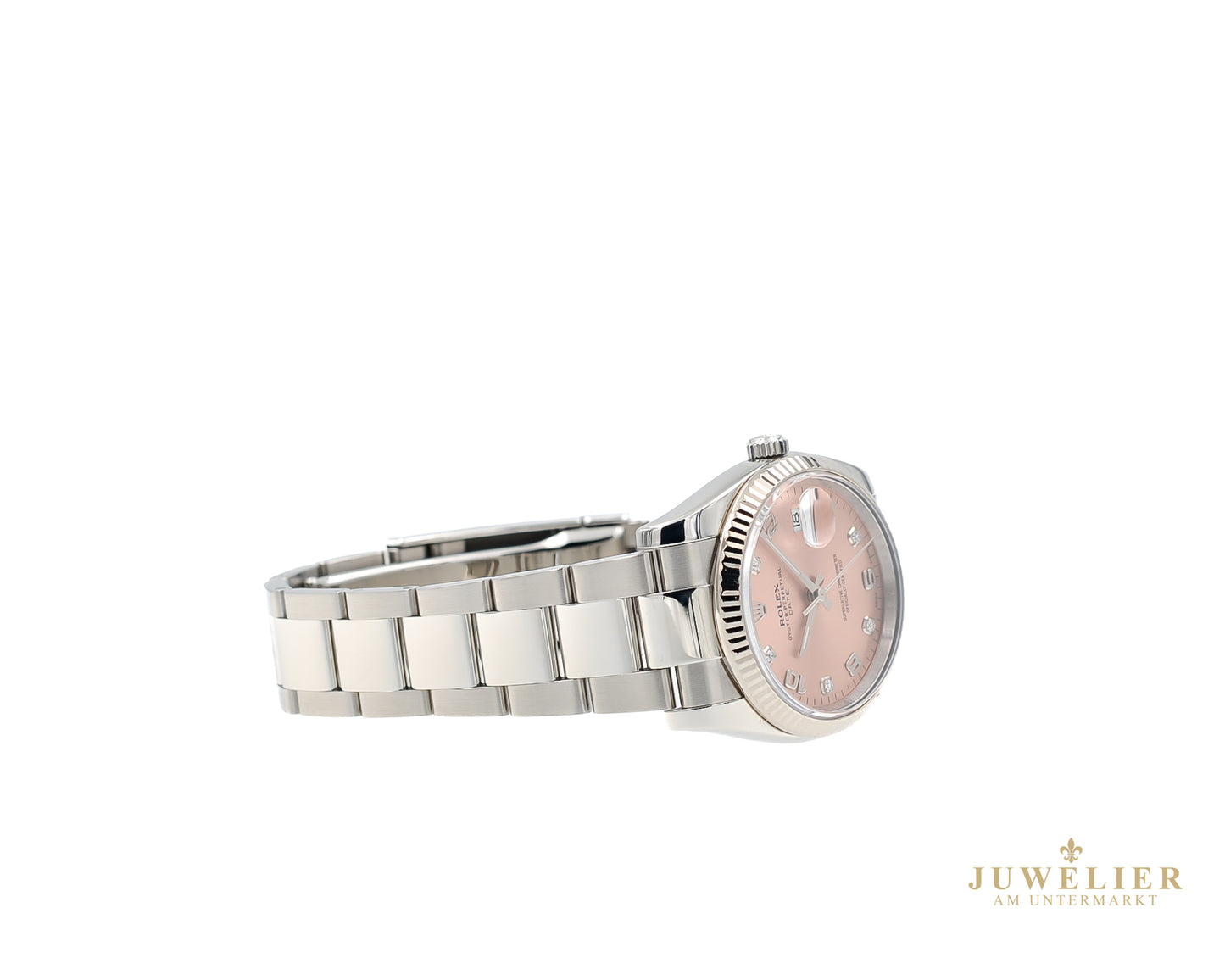 Rolex Oyster Date 34mm I Pink Diamond Dial I Box & Papers I 115234