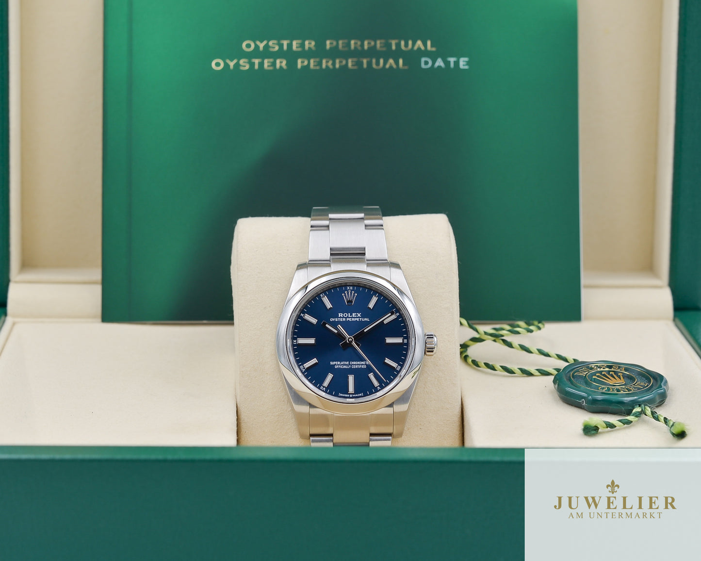 Rolex Oyster Perpetual 34 I Blue Dial I Box & Papers I 2023 I 124200