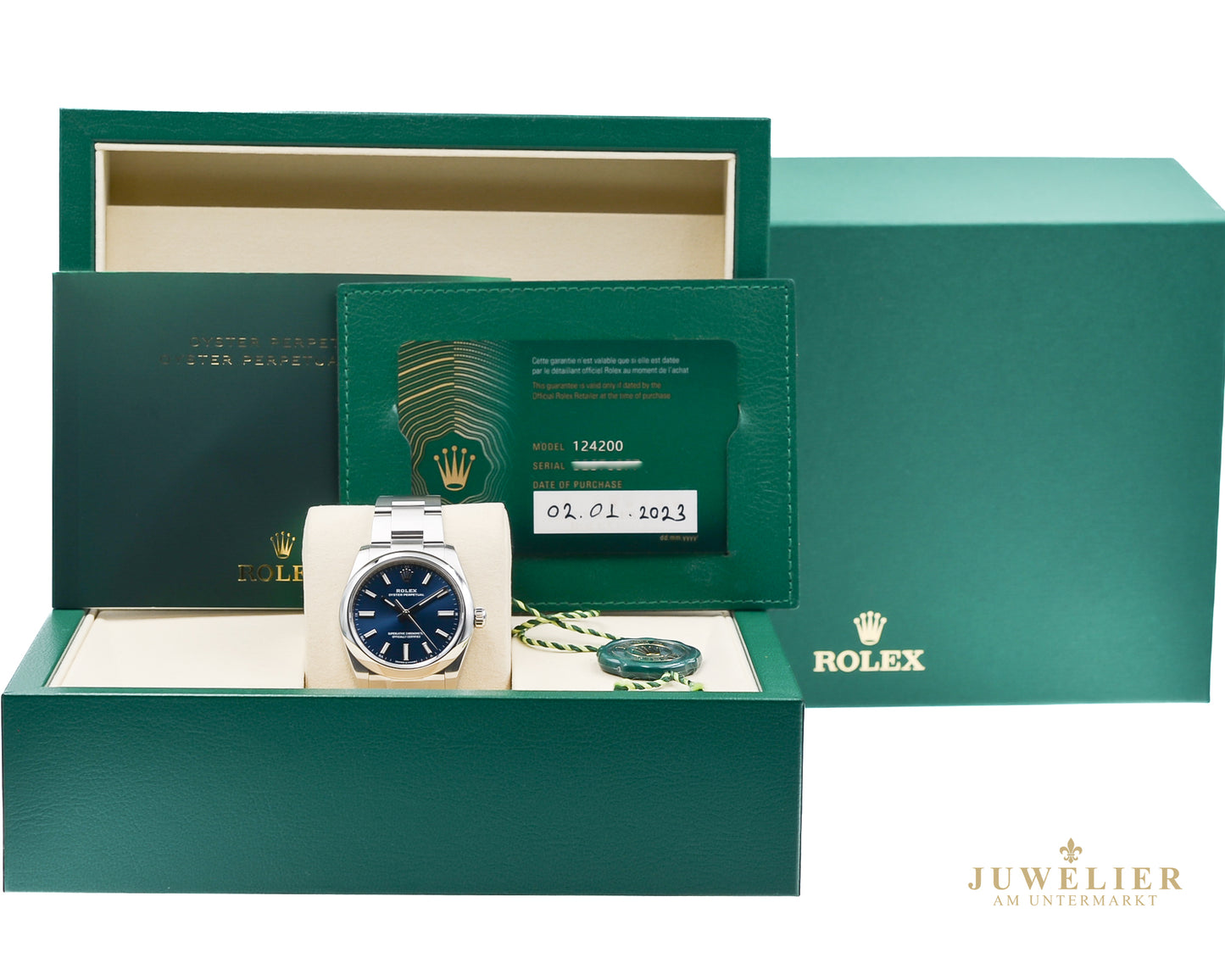 Rolex Oyster Perpetual 34 I Blue Dial I Box & Papers I 2023 I 124200