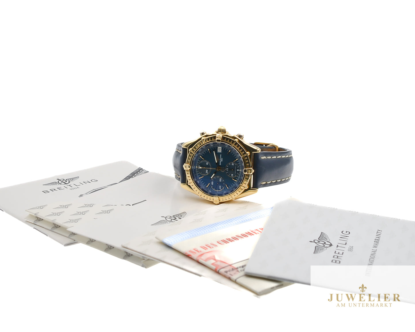 Breitling Chronomat I Yellowgold 18kt. I 39mm I Full-Set I Blue Dial I Ref. K13048