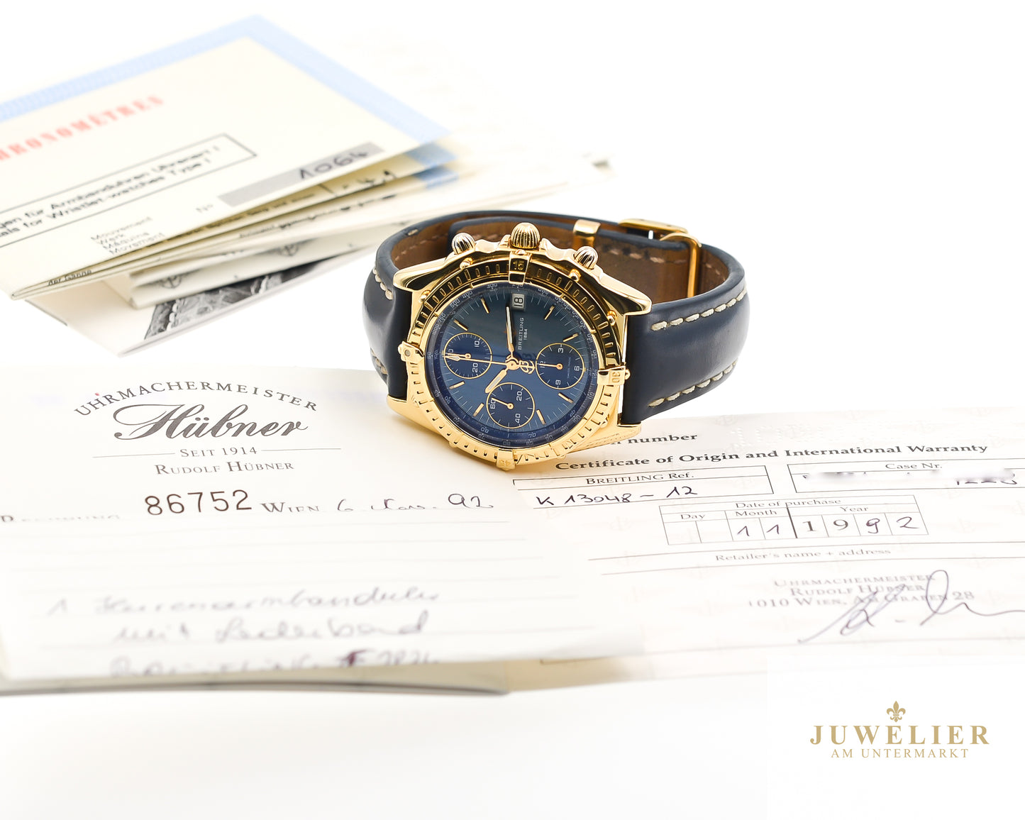 Breitling Chronomat I Yellowgold 18kt. I 39mm I Full-Set I Blue Dial I Ref. K13048