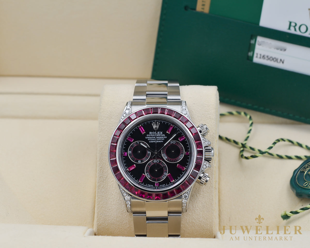 Rolex Daytona I Ruby Diamond Setting I Aftermarket I Steel I Box & Papers I 2016